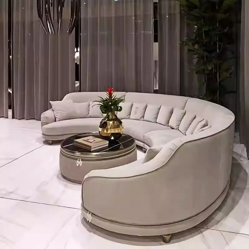 Furnistyle Italian Design Modern Luxury Leather Sofa Set for Hotel Commercial Use Sectional Sofa Furniture — view 1