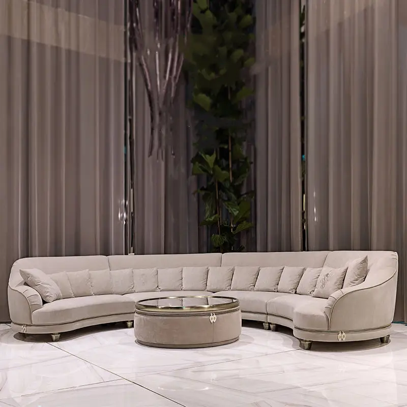 Furnistyle Italian Design Modern Luxury Leather Sofa Set for Hotel Commercial Use Sectional Sofa Furniture — image 2