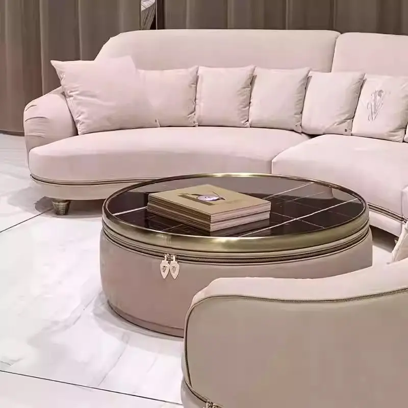 Furnistyle Italian Design Modern Luxury Leather Sofa Set for Hotel Commercial Use Sectional Sofa Furniture — image 3