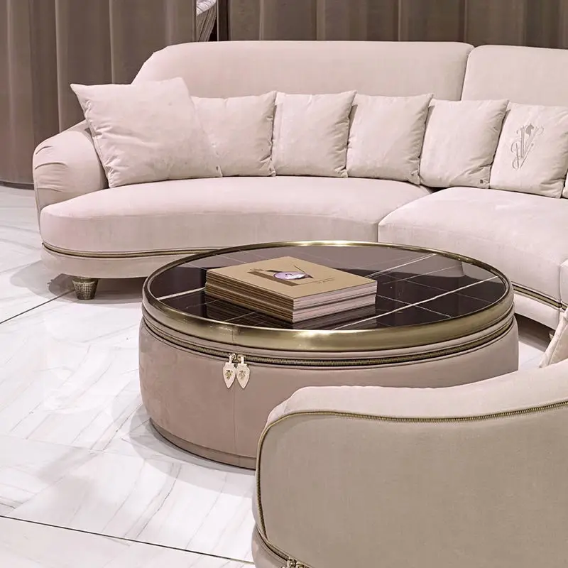 Furnistyle Italian Design Modern Luxury Leather Sofa Set for Hotel Commercial Use Sectional Sofa Furniture — image 6