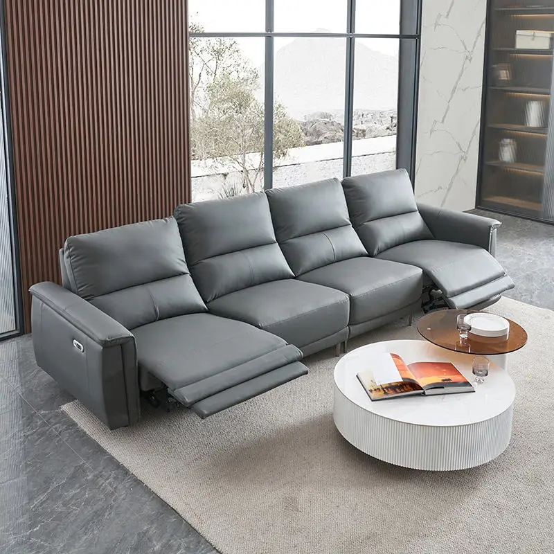 Furnistyle Wholesale Modern Living Room Furniture Three Seat Genuine Leather Sectional Sofa with Adjustable Reclining Features — image 3