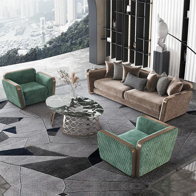 Furnistyle Solid Wood Frame Luxury PU Leather Modern Italian Design 3 Seater Sectional Sofa Set with 15-Year Warranty — image 2