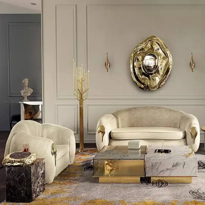 Furnistyle Luxury Elegant Vintage and Contemporary Style Sofa Furniture Latest Living Room Sofa Design Modern Design Fabric Sofa — image 3