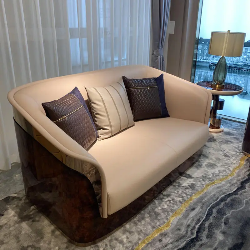 Furnistyle Hot Selling Genuine Leather Contemporary European Style Luxury Living Room Sofa Set — image 4