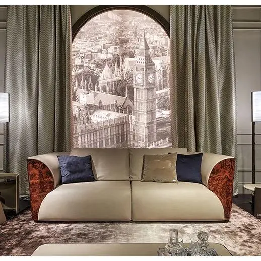 Furnistyle High Quality Villa Home Living Room Furniture 10 Seater Luxury European Style Velvet Fabric Sofa Set — view 1