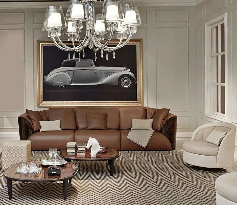 Furnistyle High Quality Villa Home Living Room Furniture 10 Seater Luxury European Style Velvet Fabric Sofa Set — image 3