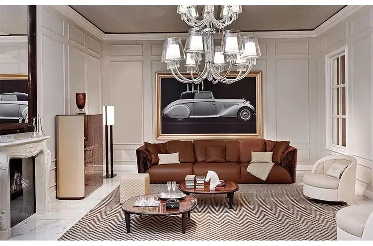 Furnistyle High Quality Villa Home Living Room Furniture 10 Seater Luxury European Style Velvet Fabric Sofa Set — image 4