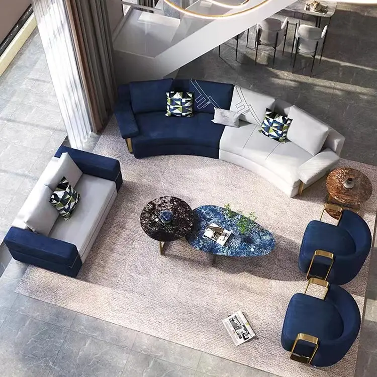 Furnistyle Italian Modular Luxury Sofa Light-Style Velvet Apartment Couch for Living Room Home Furniture Sets — image 3