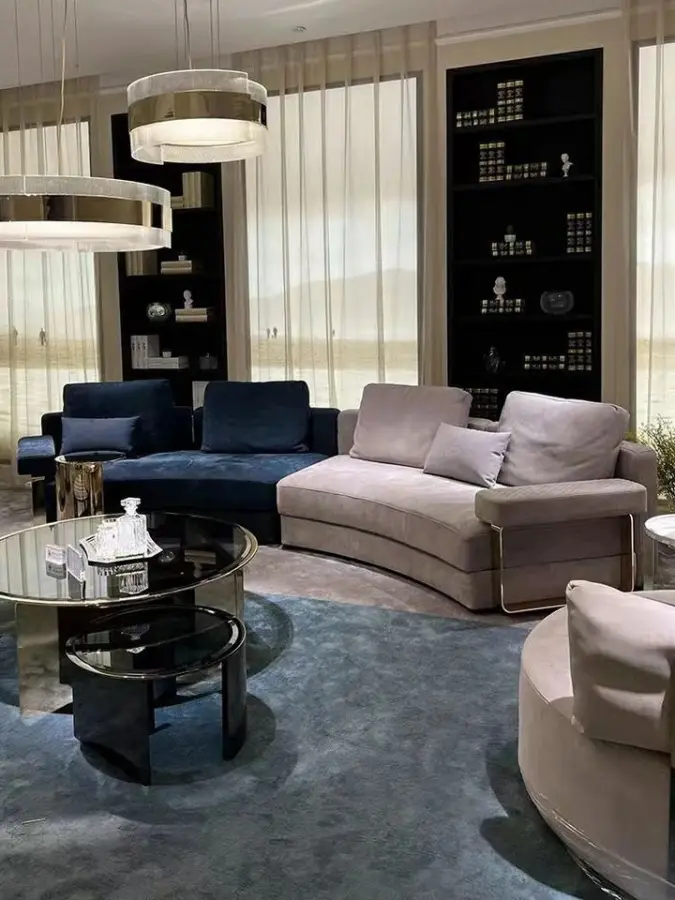 Furnistyle Italian Modular Luxury Sofa Light-Style Velvet Apartment Couch for Living Room Home Furniture Sets — image 5