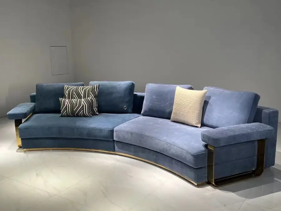 Furnistyle Italian Modular Luxury Sofa Light-Style Velvet Apartment Couch for Living Room Home Furniture Sets — image 6