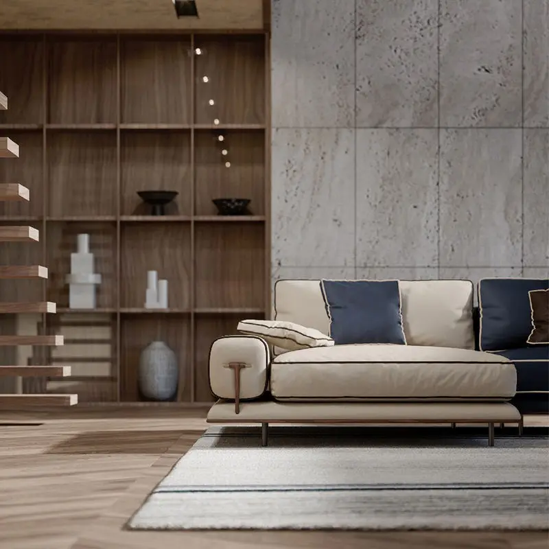 Furnistyle Large Modern Luxury Sectional Sofa Set Hot Sale L-Shape Grey Fabric Living Room Furniture for Apartment & Hotel — image 4