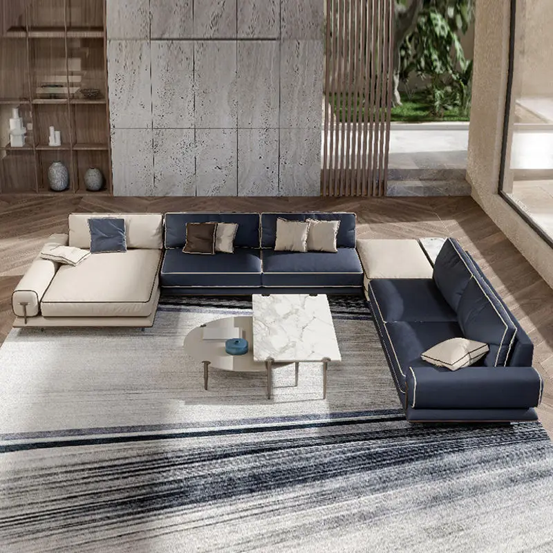 Furnistyle Large Modern Luxury Sectional Sofa Set Hot Sale L-Shape Grey Fabric Living Room Furniture for Apartment & Hotel — image 5
