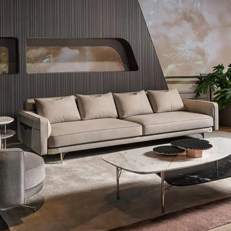 Furnistyle Modern European Style Contemporary House Furnitures 3 Seater Couches Home Sofa Set Leather Sectional Living R — view 1