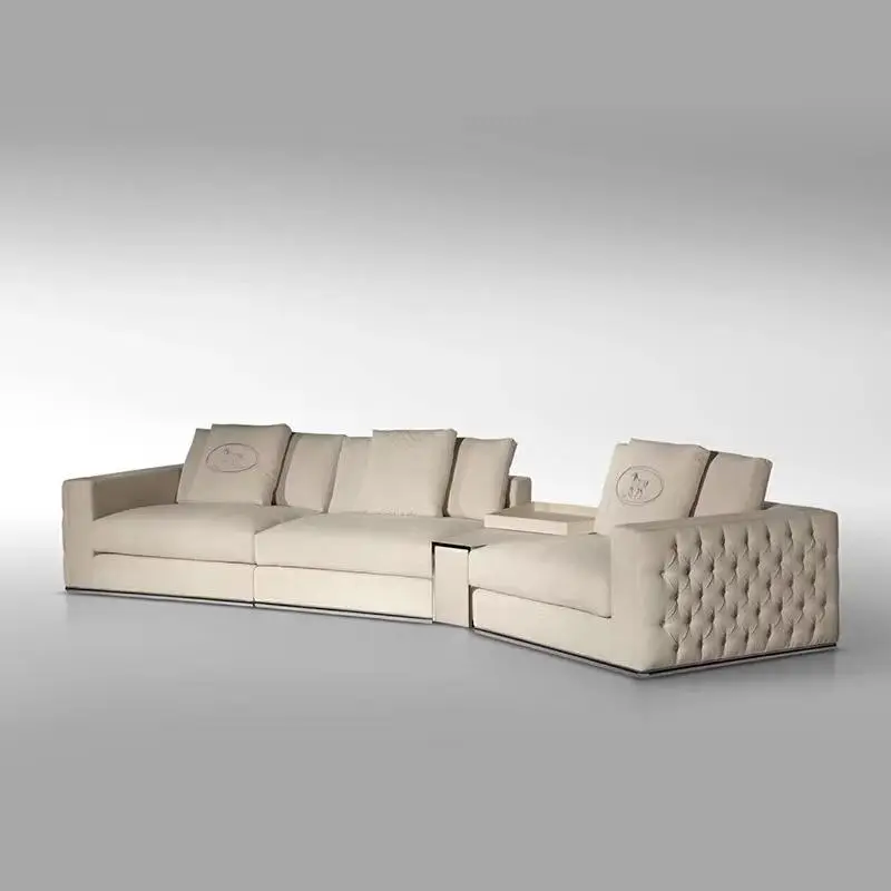 Furnistyle Popular Luxury Design Fashion Wooden Frame Genuine Leather European Style Chesterfield Sofa for Living Room and Hotel — image 3