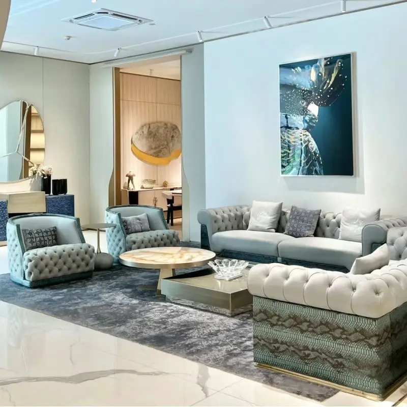 Furnistyle Italian Design Luxury Sofas High Quality Modern Leather Sofa Set for Home and Villa Living Room Furniture — view 1
