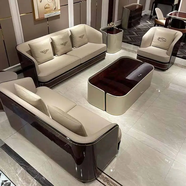 Furnistyle High Quality Genuine Leather Sectional Sofa Set for Living Room and Apartment Luxury Furniture — image 2