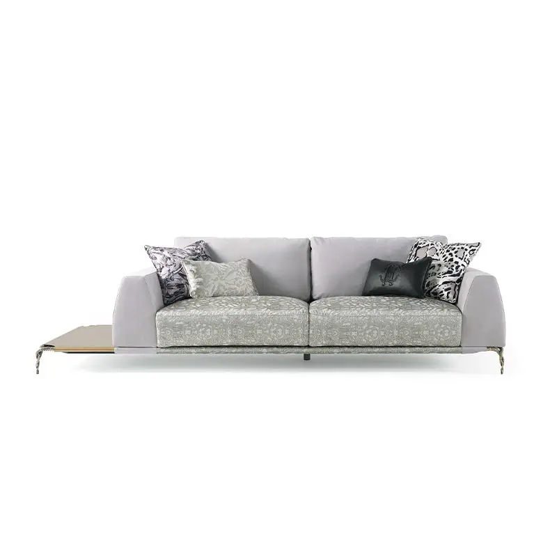 Furnistyle Custom Luxury Microfiber Fabric Leather Sectional Sofa New Designer Style Brass Legs for Home Furniture Living Room — image 5