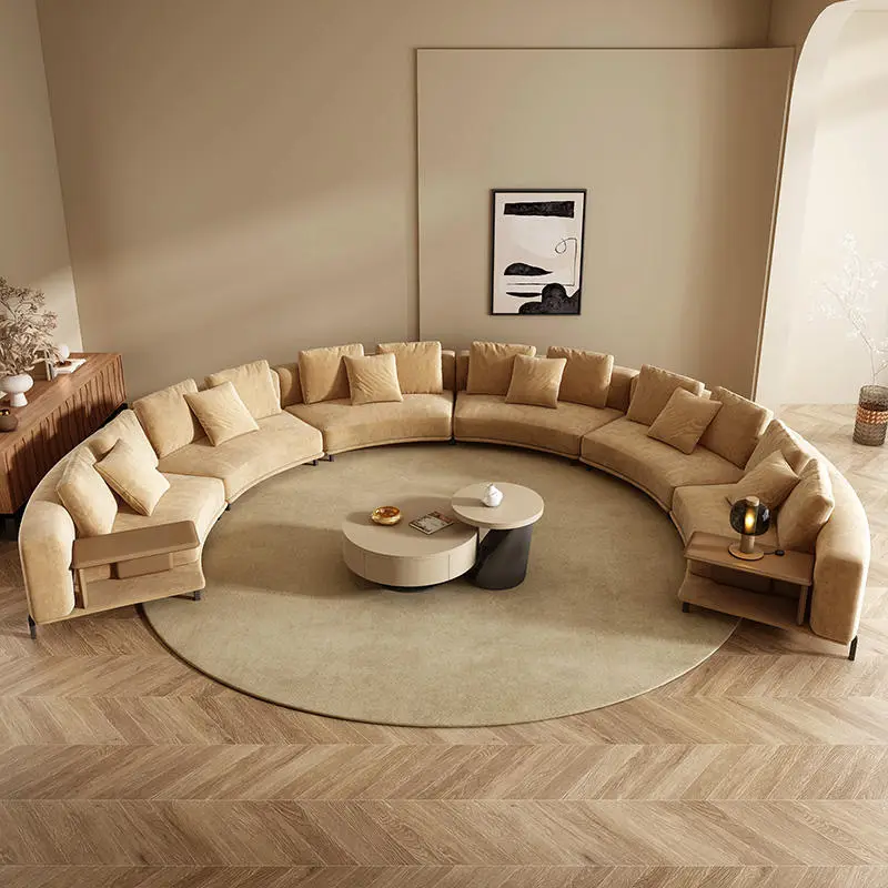 Furnistyle Luxurious Italian Leather Curved Sofa Set Furniture Modern Sectional Sofa Couch 7 Seater Sofa With Marble Sid — view 1