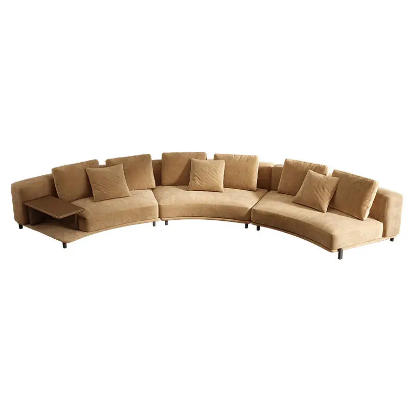 Furnistyle Luxurious Italian Leather Curved Sofa Set Furniture Modern Sectional Sofa Couch 7 Seater Sofa With Marble Side Table — image 3