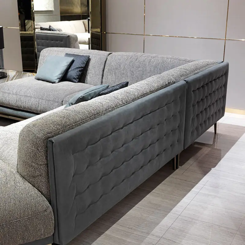 Furnistyle Luxury Royal Design Italian Living Room Furniture Modern L Shape Corner Sofa Button Tufted Home Furniture — image 3