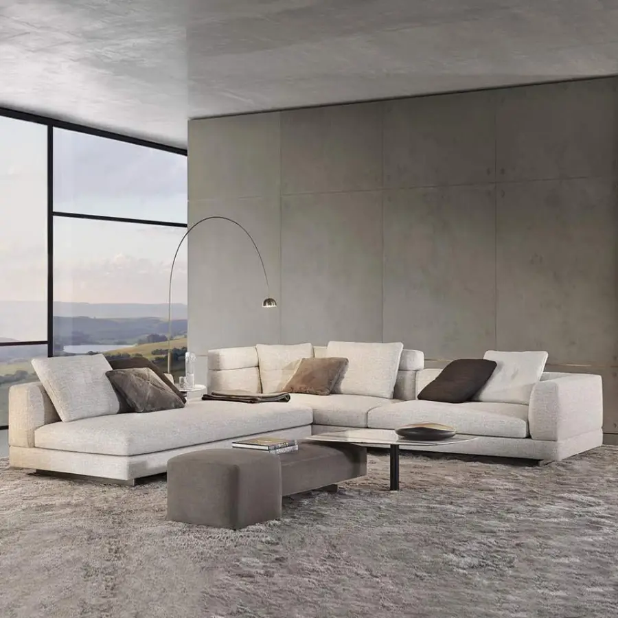 Furnistyle Luxury Lounge Modern Design Modular Sectional Sofa Set Velvet Fabric for Hotel and Villa Living Room — view 1