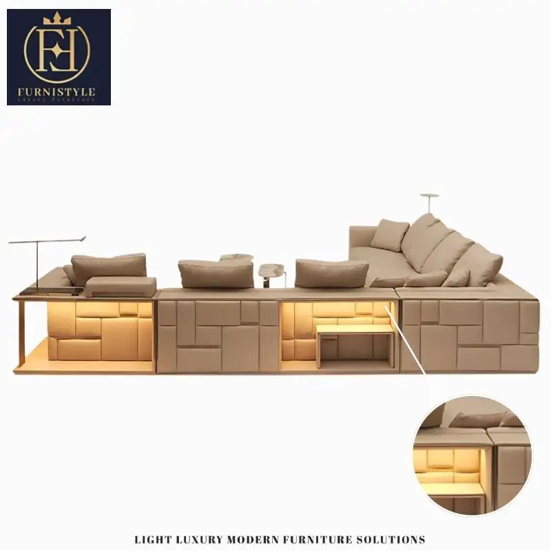 Furnistyle Custom Made Luxury Leather Sofa Set High-End Premium L-Shape One-Stop Solution for Modern Italian Extendable — view 1