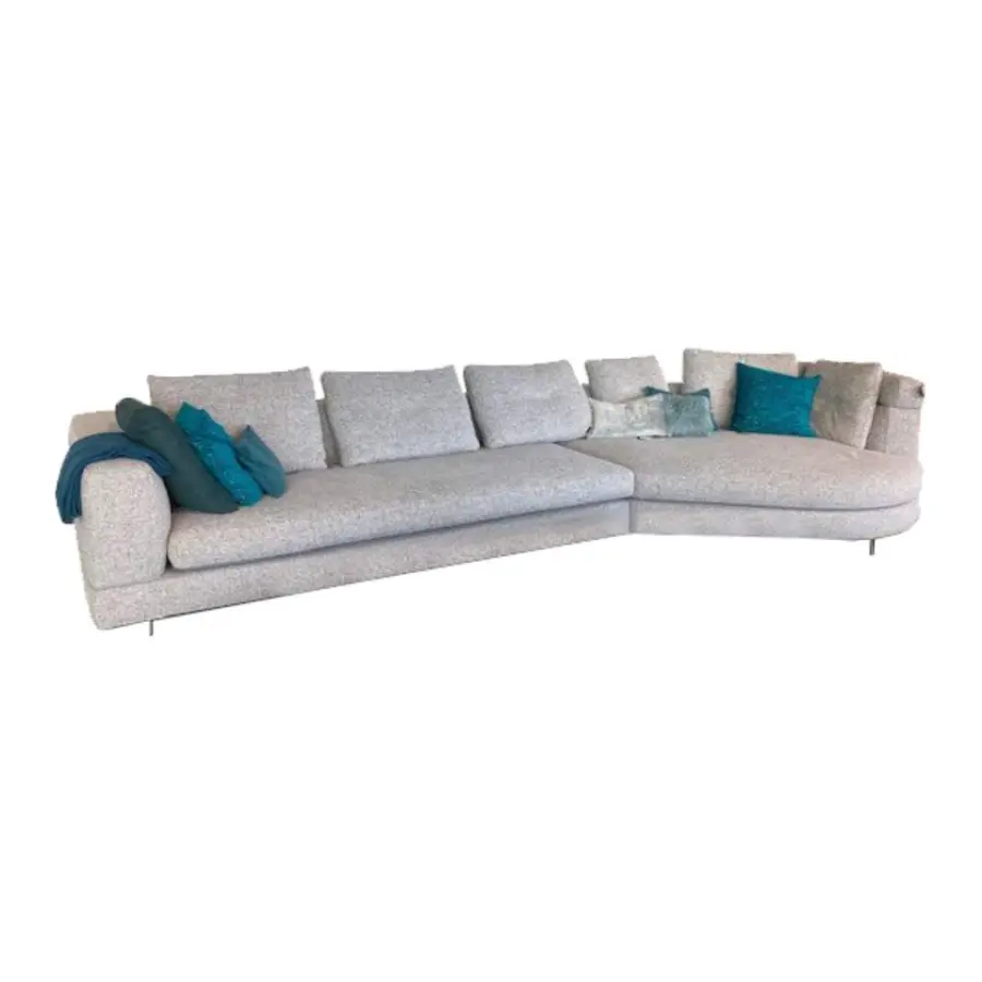 Furnistyle Luxury Lounge Modern Design Modular Sectional Sofa Set Velvet Fabric for Hotel and Villa Living Room — image 2