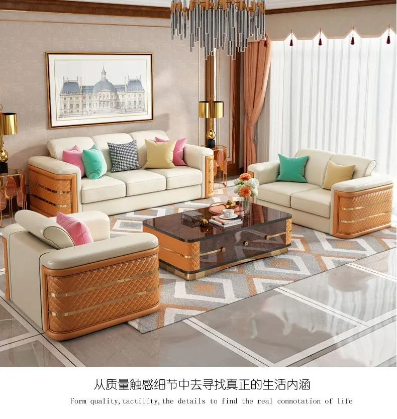 Furnistyle European Furniture Round Shape Genuine Leather Chaise Lounge Sectional Sofas Sofa Beds Relaxing Sofas — image 3