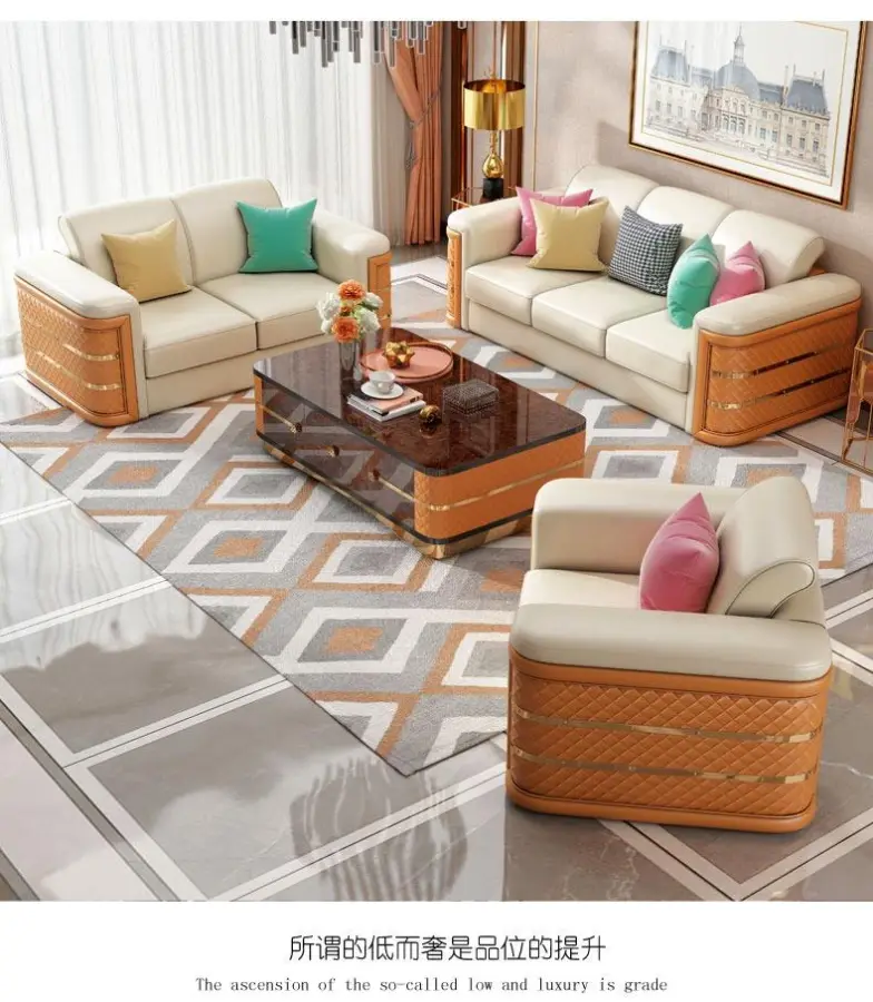 Furnistyle European Furniture Round Shape Genuine Leather Chaise Lounge Sectional Sofas Sofa Beds Relaxing Sofas — image 4