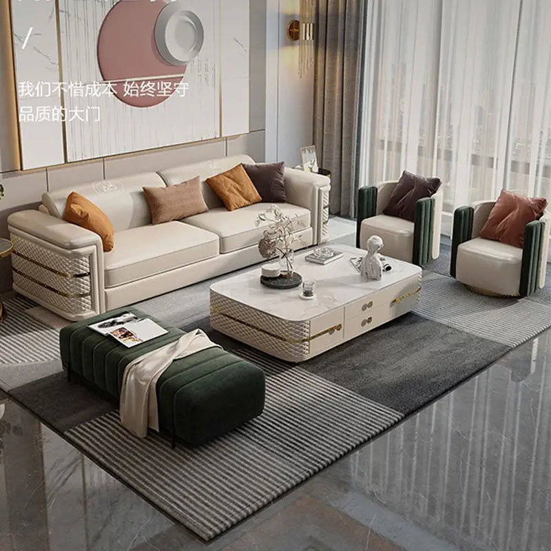 Furnistyle European Furniture Round Shape Genuine Leather Chaise Lounge Sectional Sofas Sofa Beds Relaxing Sofas — image 5