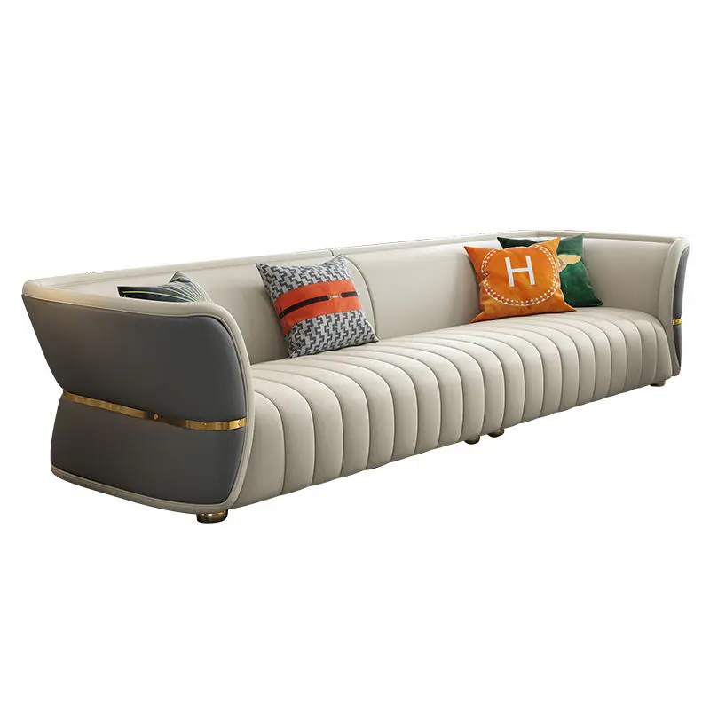 Furnistyle Genuine Leather European Modern Design 4 Seater Luxury Living Room Sofa High Quality Furniture — image 7