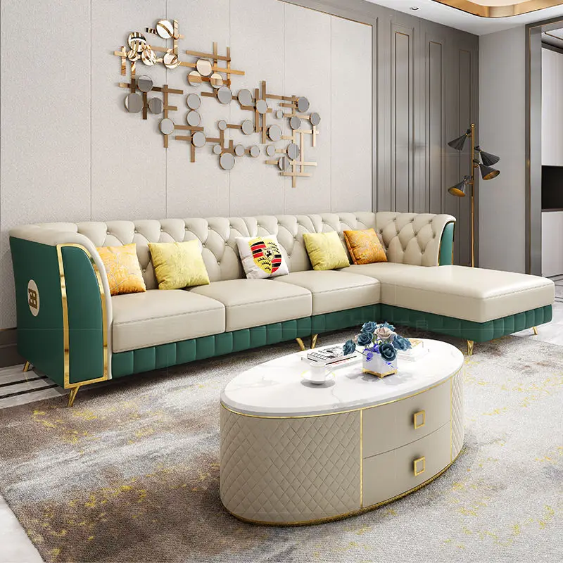Furnistyle Modern Solid Wood Frame Sofa with Golden Legs Luxurious Togosofa Small 5 1 Sofa Bed for Kitchen Use — image 4
