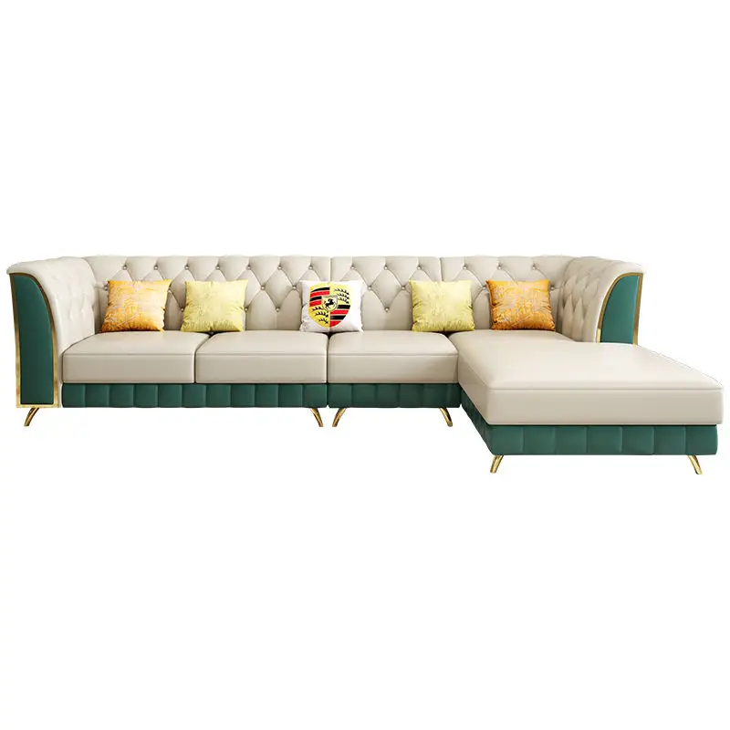Furnistyle Modern Solid Wood Frame Sofa with Golden Legs Luxurious Togosofa Small 5 1 Sofa Bed for Kitchen Use — image 6