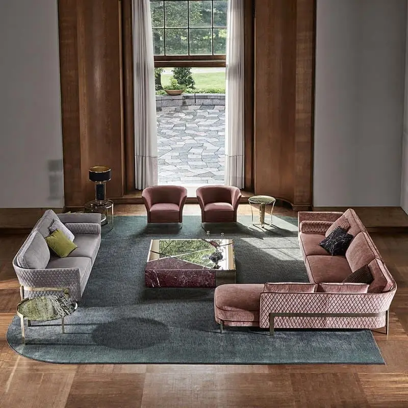 Furnistyle Luxury Italian Design 3-Seater Extendable Sofa Set Durable Fabric Couch Furniture Sponge Filling Modern Style — view 1