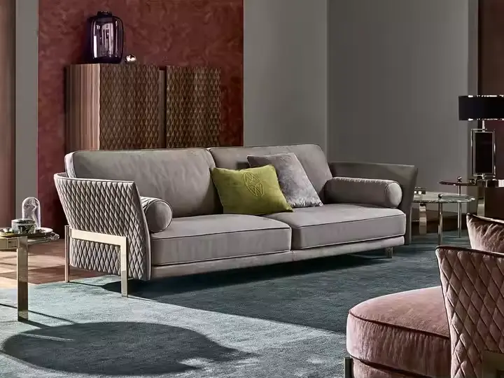 Furnistyle Luxury Italian Design 3-Seater Extendable Sofa Set Durable Fabric Couch Furniture Sponge Filling Modern Style Villas — image 3