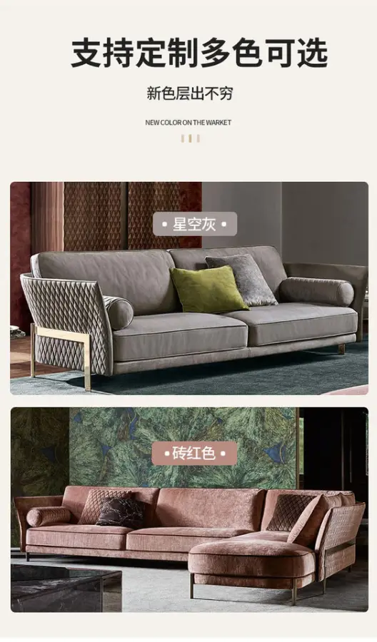 Furnistyle Luxury Italian Design 3-Seater Extendable Sofa Set Durable Fabric Couch Furniture Sponge Filling Modern Style Villas — image 6