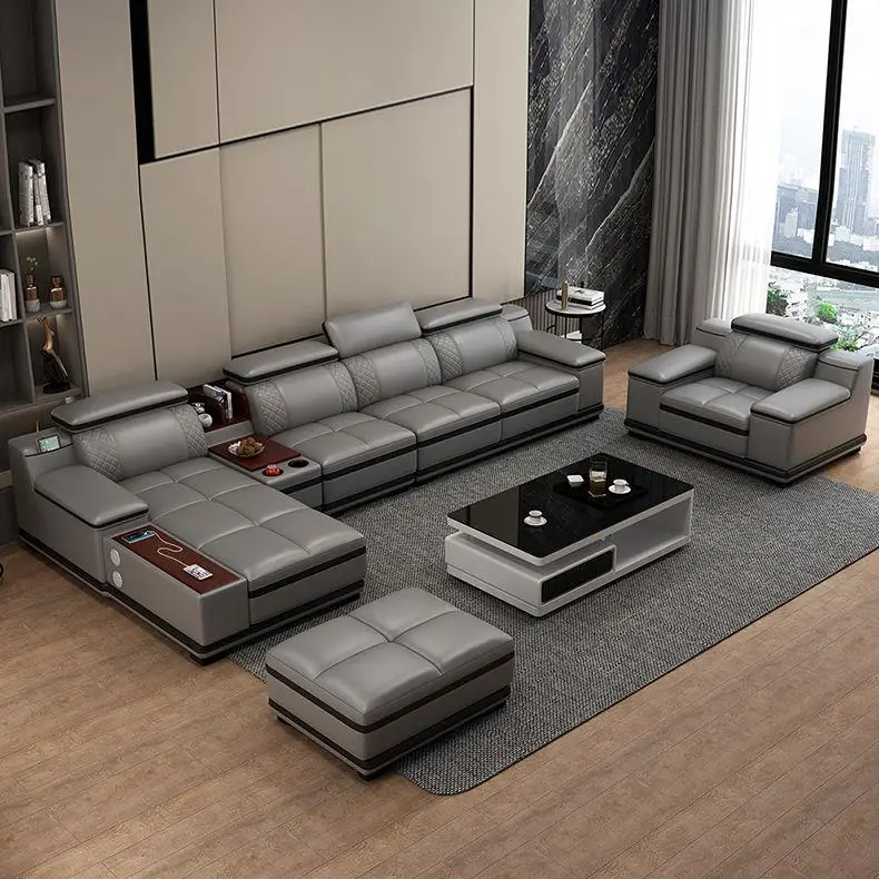 Genuine Leather Modular Corner Sofa for Home Living Room-High Density Memory Foam 15-Year Warranty — image 3