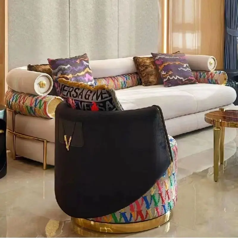 Furnistyle Italy Designer Style Sofa Sets for Living Room Modern Velvet 3 Seater Fabric Sectional Sofa Set Furniture Luxury — image 4