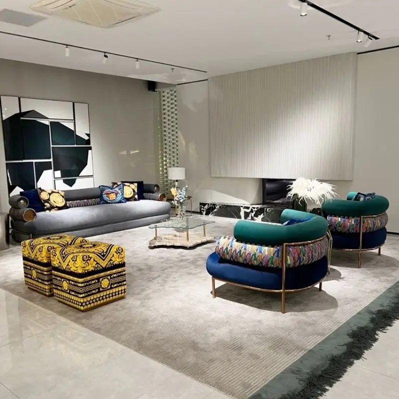 Furnistyle Italy Designer Style Sofa Sets for Living Room Modern Velvet 3 Seater Fabric Sectional Sofa Set Furniture Luxury — image 5
