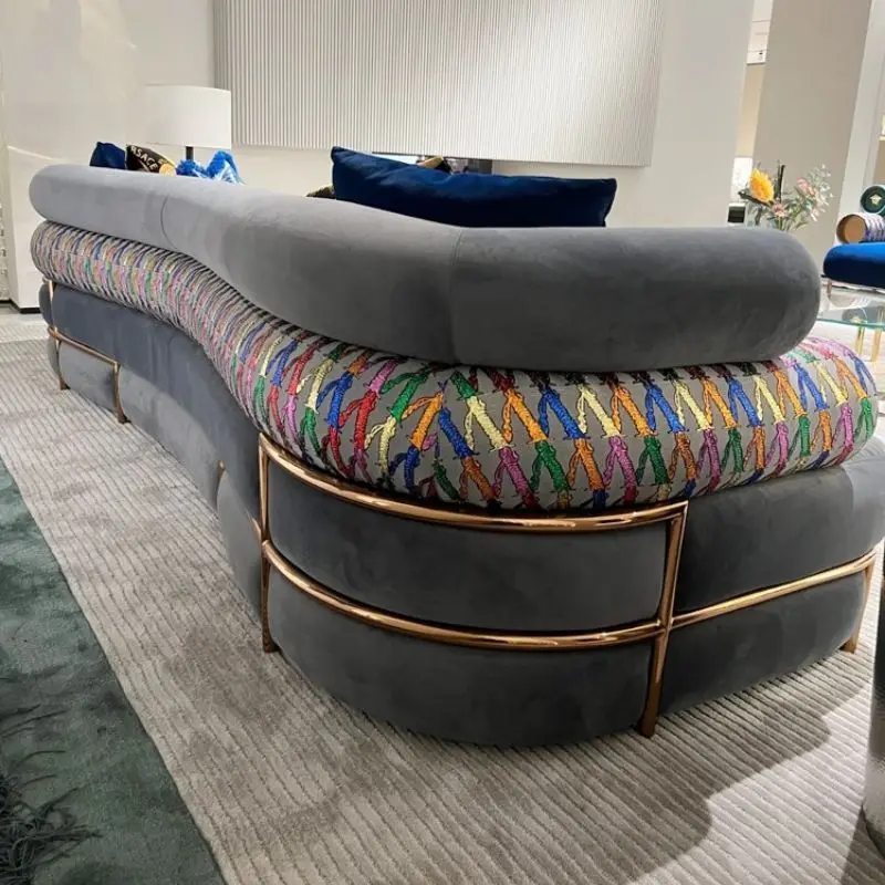 Furnistyle Italy Designer Style Sofa Sets for Living Room Modern Velvet 3 Seater Fabric Sectional Sofa Set Furniture Luxury — image 6