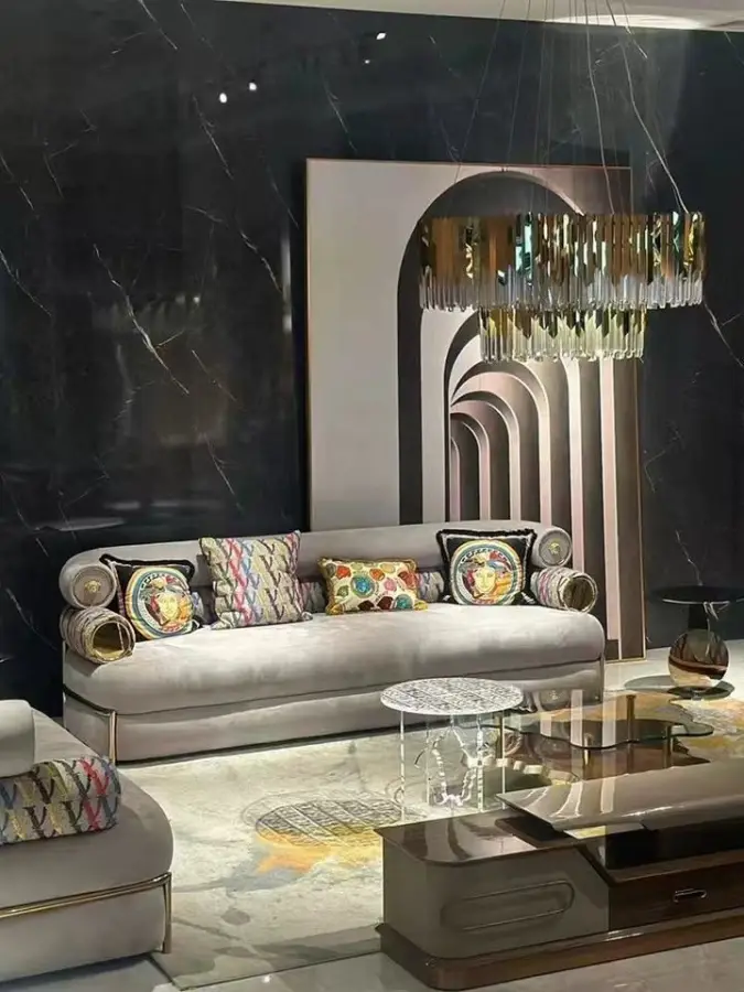 Furnistyle Italy Designer Style Sofa Sets for Living Room Modern Velvet 3 Seater Fabric Sectional Sofa Set Furniture Luxury — image 7
