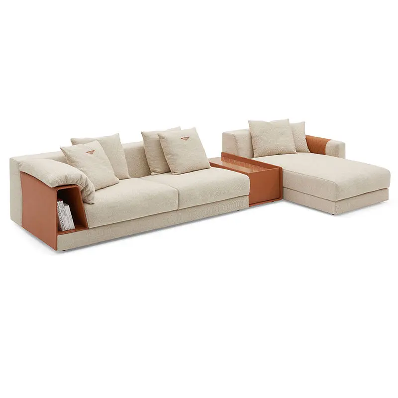 Furnistyle Sectional 3 Seater Living Room Sofa Set with Chaise Lounge and Middle Table Modern Luxury European Style Fabric Sofa — image 4