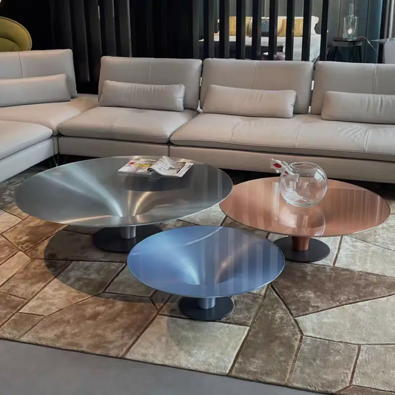 Nordic Luxury Round Coffee Table Contemporary Design Metal Material for Home Living Room Furniture — view 1