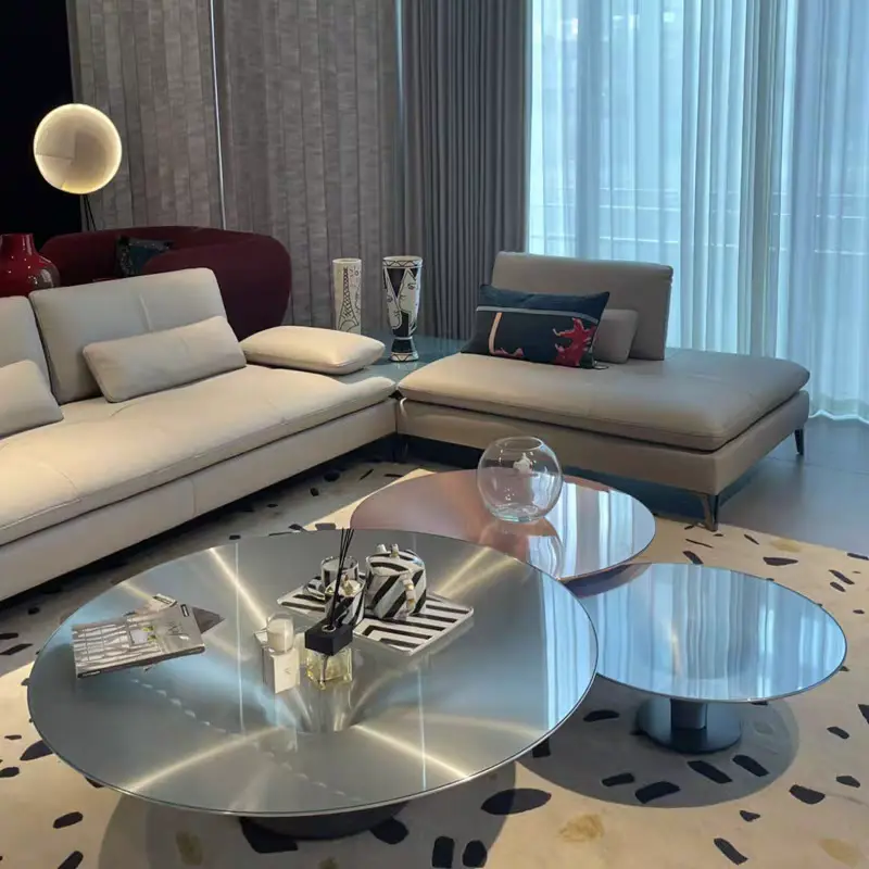 Nordic Luxury Round Coffee Table Contemporary Design Metal Material for Home Living Room Furniture — image 3
