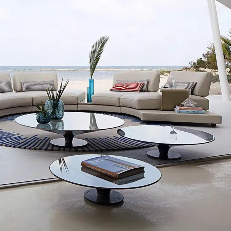 Nordic Luxury Round Coffee Table Contemporary Design Metal Material for Home Living Room Furniture — image 6