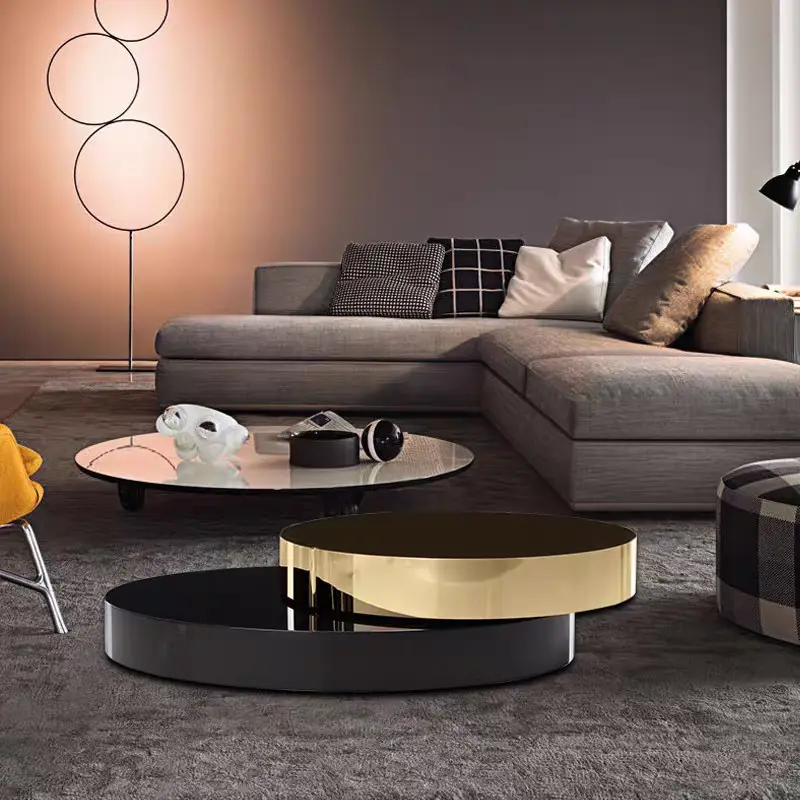 Mid-Century Modern Glass Coffee Table Designer Light Luxury Stainless Steel for Villa Living Room Luxury Living Room Furniture — image 3