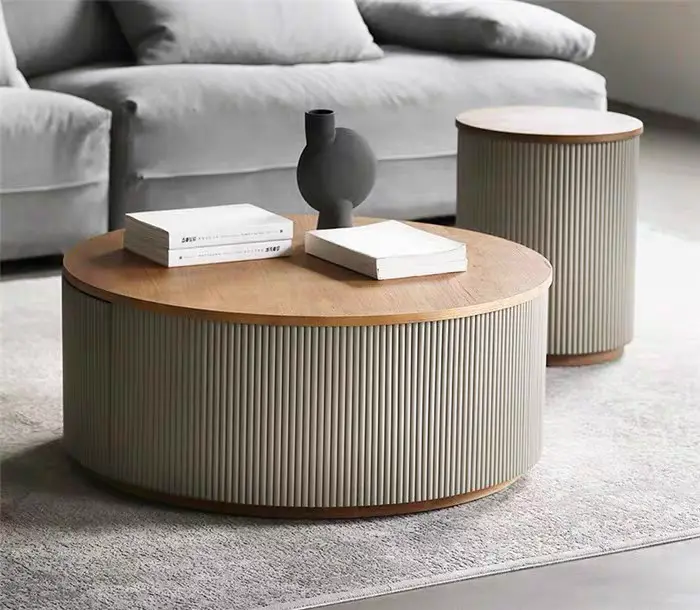 Nordic Modern Style Living Room Furniture Solid Wood Frame Finnley Round Coffee Table for Home Use — view 1