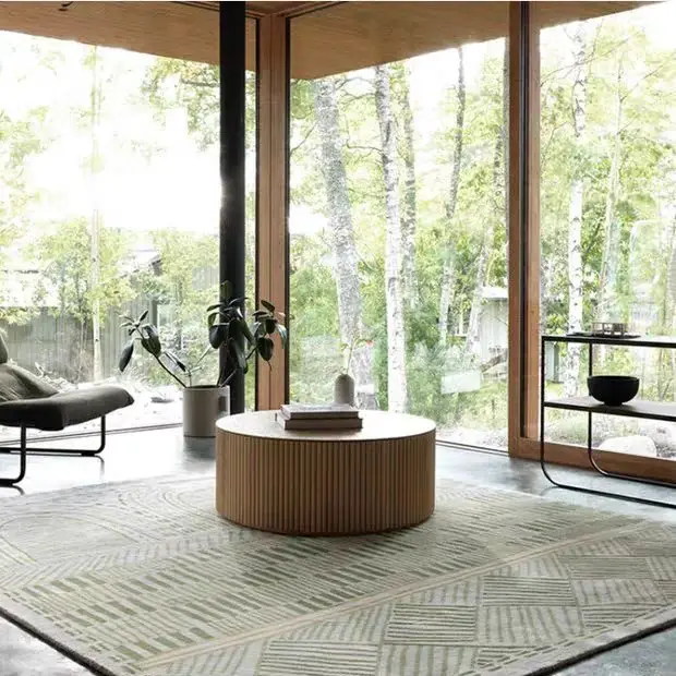 Nordic Modern Style Living Room Furniture Solid Wood Frame Finnley Round Coffee Table for Home Use — image 5