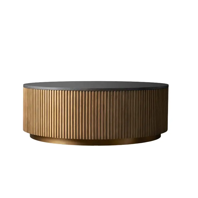 Nordic Modern Style Living Room Furniture Solid Wood Frame Finnley Round Coffee Table for Home Use — image 7