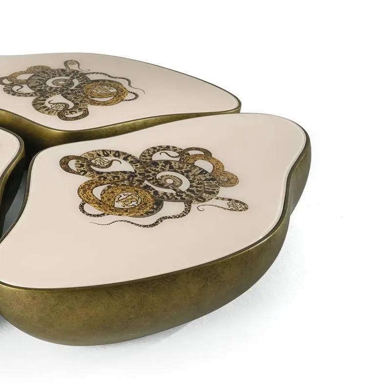 Furnistyle High-End Modern Brass Coffee Table Vliia Home Serpentine Marble Furniture for Living Room — image 6